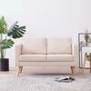 vidaXL Sofa Cream Polyester Fabric, Wooden Frame 2-Seater, Medium