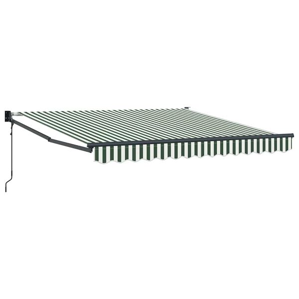 vidaXL Awning Green and white 118.11" x 98.43" Polyester and metal