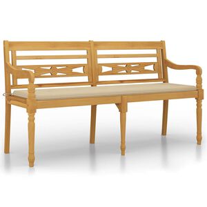 vidaXL Bench Beige Solid Teak Wood 59 in Garden Bench Rectangular