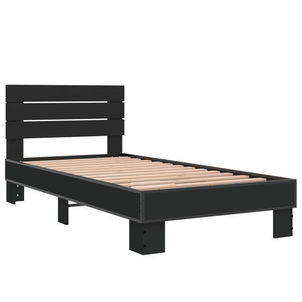 vidaXL Bed Frame Black Engineered wood, metal Small Single Durable