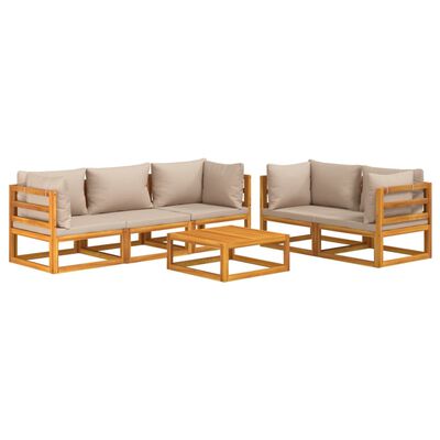 vidaXL 6 Piece Patio Lounge Set with Taupe Cushions Solid Wood
