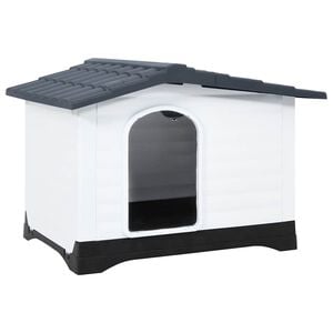 vidaXL Dog House Grey, White, Black Polypropylene Small