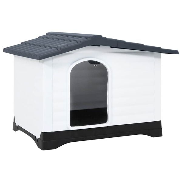 vidaXL Dog House Grey, White, Black Polypropylene Small