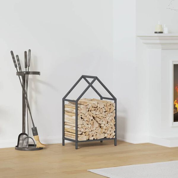 vidaXL Firewood Rack Anthracite 15.7x9.8x23.6" Cold-rolled steel