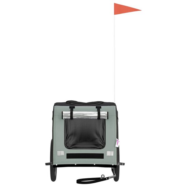 vidaXL Pet Bike Trailer Black and Grey Oxford fabric, iron, PVC Small