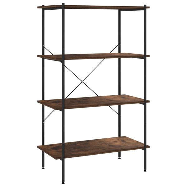 vidaXL Shelving Unit Black and natural wood Engineered wood, Steel Medium