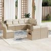 vidaXL Garden Sofa Set Beige PE Rattan 8 Piece Adjustable Feet