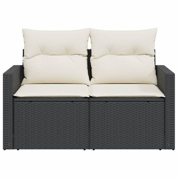 vidaXL Garden Sofa Black, Cream White
