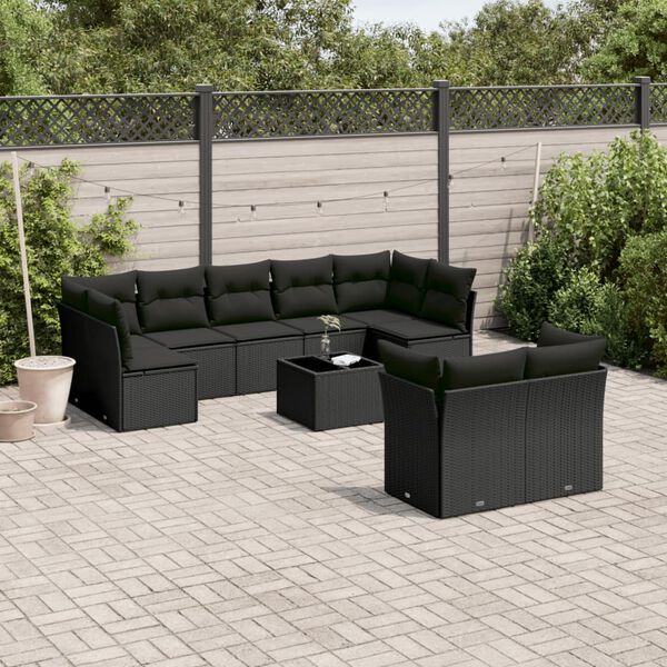 vidaXL Garden Sofa Set Black