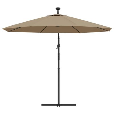 vidaXL Cantilever Umbrella with LED Lights and Steel Pole 118.1" Taupe