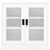 vidaXL Office Cabinet White Steel, Tempered Glass Large