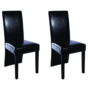 vidaXL Dining Chair Set of 2 Black Faux Leather Standard Durable