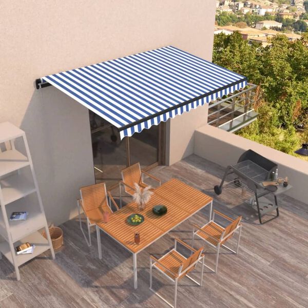 vidaXL Retractable Awning Blue and White