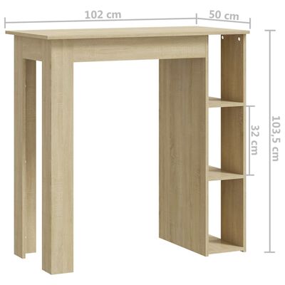vidaXL Bar Table with Shelf Sonoma Oak 40.2"x19.7"x40.7" Engineered Wood