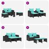 vidaXL 5 Piece Patio Sofa Set with Cushions Stackable Black Poly Rattan