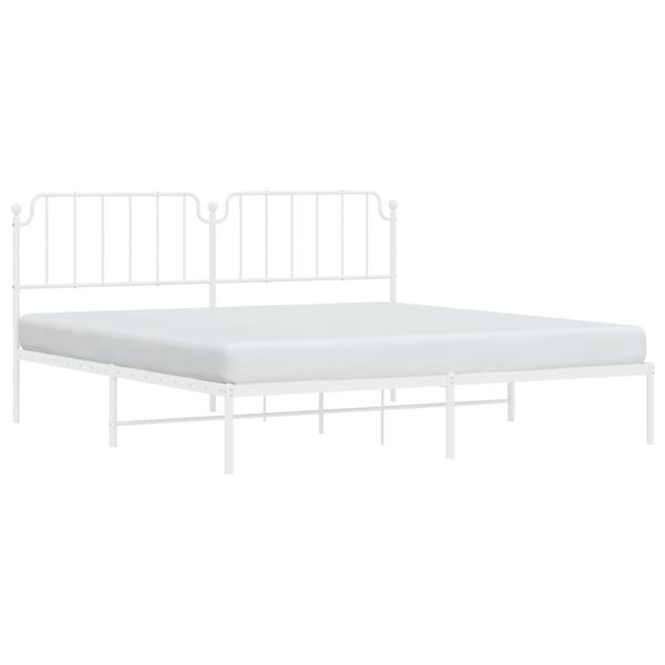 vidaXL Bed Frame White Steel Full Bed Frame Rectangular Traditional