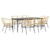 vidaXL 7 Piece Patio Dining Set Brown Poly Rattan Glass