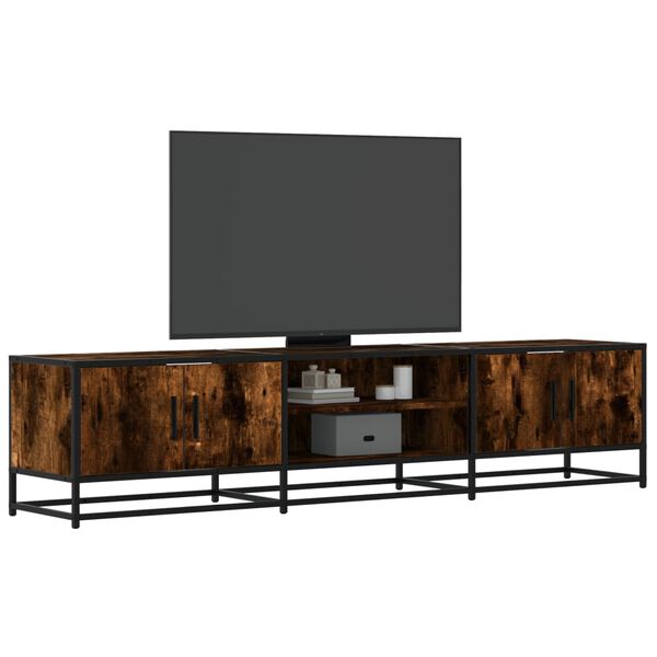 vidaXL TV Cabinet Smoked Oak Engineered Wood, Metal Large TV Cabinet