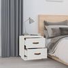 vidaXL Nightstand White Solid Pine Wood Medium Nightstand Rectangular