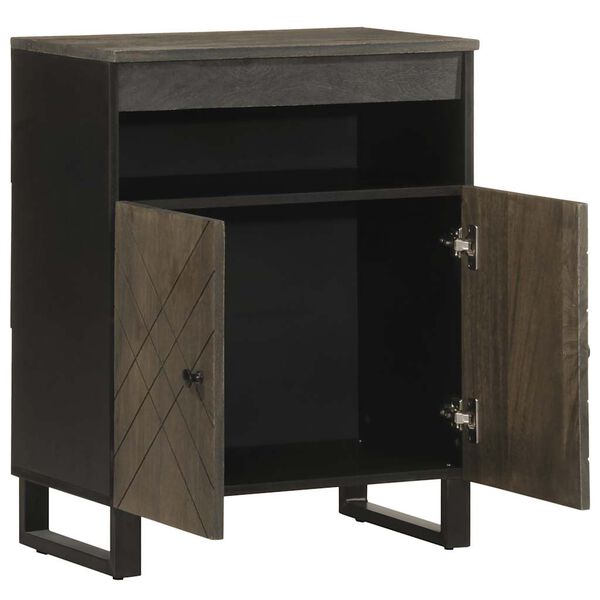 vidaXL Sideboard Black Solid mango wood with grey finish Medium