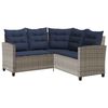vidaXL Garden Sofa Grey PE rattan Medium Adjustable Feet