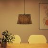 vidaXL Ceiling Lamp Shade Brown and White Wicker, Iron Medium