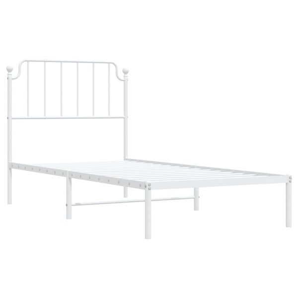 vidaXL Bed Frame White Powder-Coated Steel Single Bed Frame
