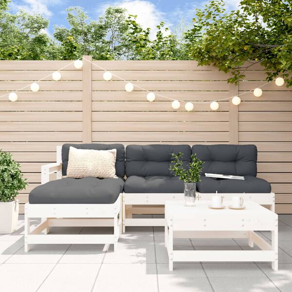vidaXL Garden Lounge Set White and Anthracite