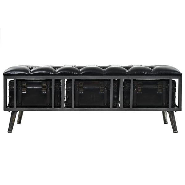 vidaXL Storage Bench Black Faux leather, steel, MDF Medium Storage Bench