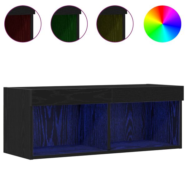 vidaXL TV Cabinet Set Wall-mounted Black Oak 31.50 x 11.81 x 11.81 in