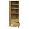 vidaXL Bookcase Brown Solid pine wood, metal Tall Bookcase Rectangular
