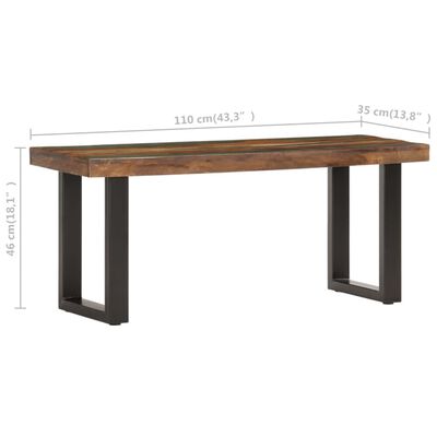 vidaXL Bench 43.3" Solid Reclaimed Wood and Steel
