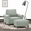 vidaXL Sofa Chair with Footstool Light Gray 23.6" Velvet