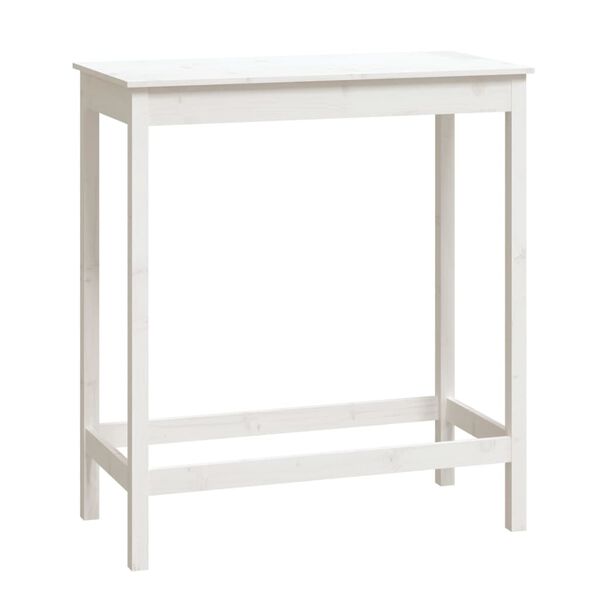 vidaXL Bar Table White Solid Pine Wood 39.4 in x 19.7 in x 43.3 in