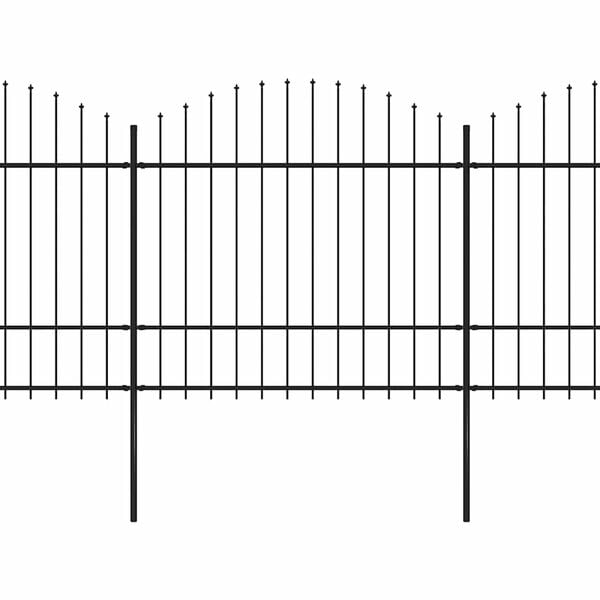 vidaXL Garden Fence with Spear Top Steel 561.4"x68.9" Black