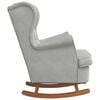 vidaXL Rocking Chair Light Gray Velvet, Solid Rubber Wood, Foam Standard