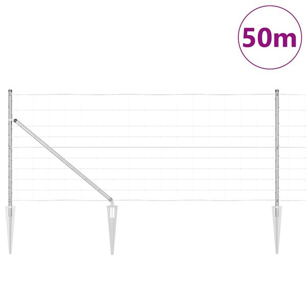 vidaXL Fence Post Galvanized 164.04 x 3.28 ft Steel