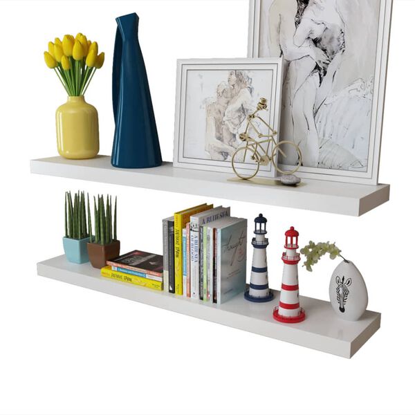 vidaXL Wall Shelf Set of 2 White MDF