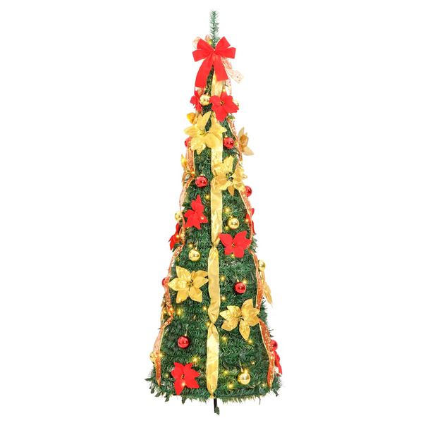 vidaXL Artificial Christmas Tree Green PVC, metal 59.1 in Collapsible