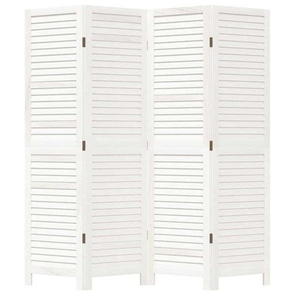 vidaXL Room Divider 4 Panels White Solid Wood Paulownia