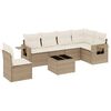 vidaXL Garden Sofa Set Beige PE rattan, powder-coated steel, tempered glass