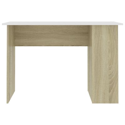 vidaXL Desk White and Sonoma Oak 43.3"x23.6"x28.7" Engineered Wood