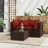 vidaXL Patio Lounge Set Brown Poly Rattan Compact Adjustable Feet
