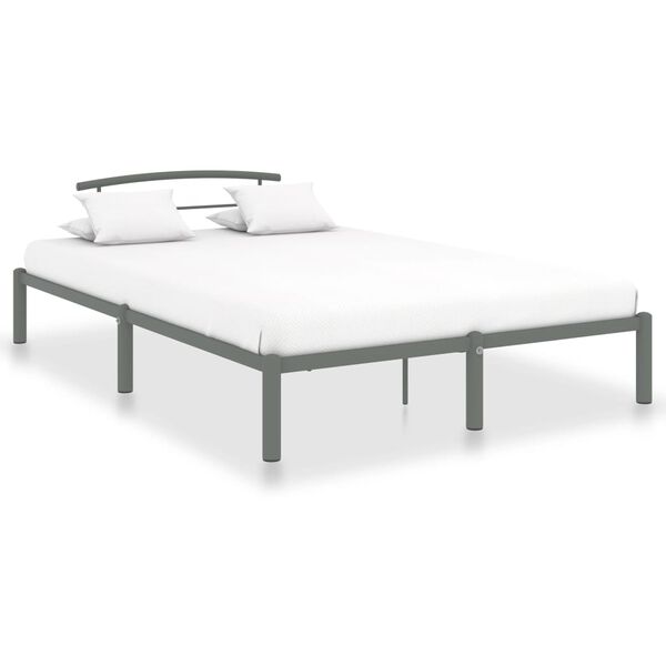vidaXL Bed Frame Grey Metal 47.2x78.7 in Heavy-Duty Bed Frame