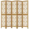 vidaXL Room Divider 5 Panels Brown Solid Wood Paulownia