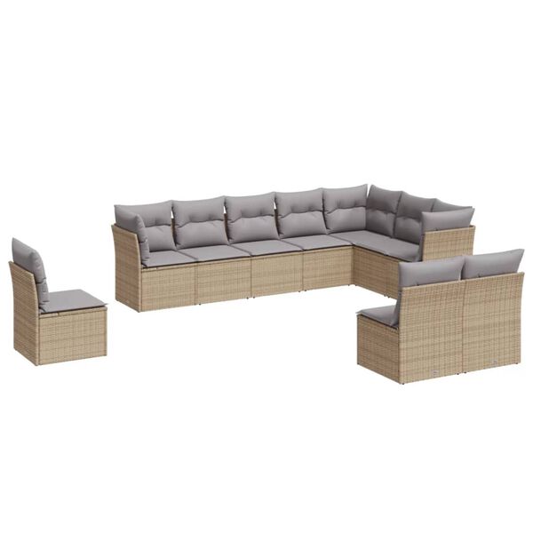 vidaXL Garden Sofa Set Beige PE rattan Large Adjustable Armrests