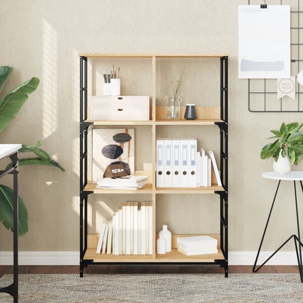 vidaXL Bookshelf Sonoma Oak Engineered wood, steel 30.9 x 13.0 x 46.3 in