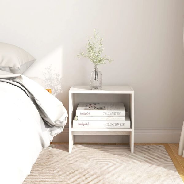 vidaXL Bedside Cabinet White Solid Pinewood Bedside Cabinet Rectangular