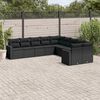 vidaXL Garden Sofa Set Black PE rattan, powder-coated steel Large