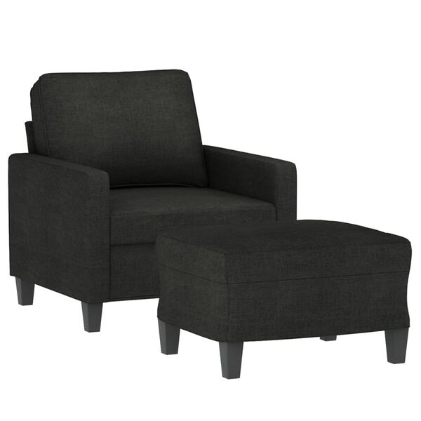 vidaXL Sofa Chair With Footstool Black